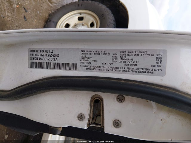 2021 Ram 1500 Classic Tradesman  4x4 6'4 Box მანქანა იყიდება აუქციონზე, vin: 1C6RR7FTXMS560665, აუქციონის ნომერი: 45627359