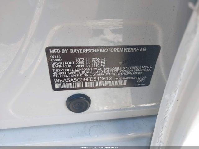 45627377 :رقم المزاد ، WBA5A5C59FD513513 vin ، 2015 Bmw 528i مزاد بيع