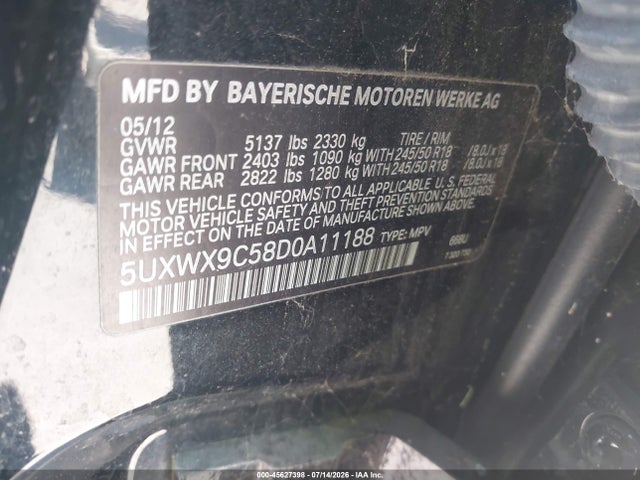 Aukcja sprzedaży 2013 Bmw X3 Xdrive28i, vin: 5UXWX9C58D0A11188, numer aukcji: 45627398