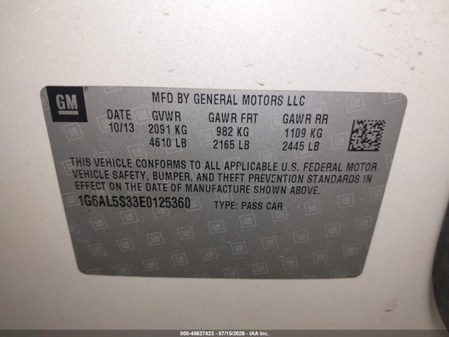 Продажа на аукционе авто 2014 Cadillac Ats Premium, vin: 1G6AL5S33E0125360, номер лота: 45627423