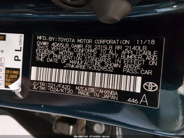 Toyota COROLLA SE 2019 JTNK4RBE1K3029532 Image 9