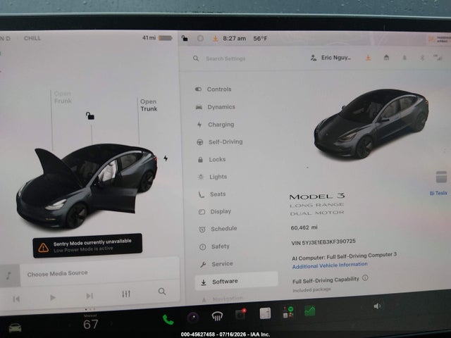 Aukcja sprzedaży 2019 Tesla Model 3 Long Range/performance, vin: 5YJ3E1EB3KF390725, numer aukcji: 45627458