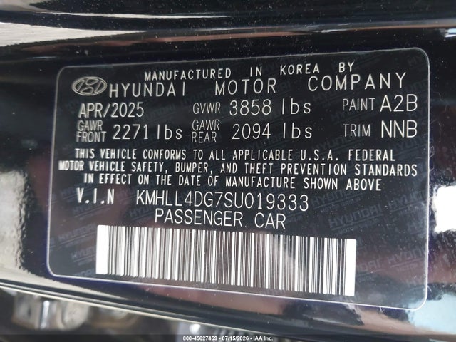 Продаж на аукціоні авто 2025 Hyundai Elantra Se, vin: KMHLL4DG7SU019333, номер лоту: 45627459
