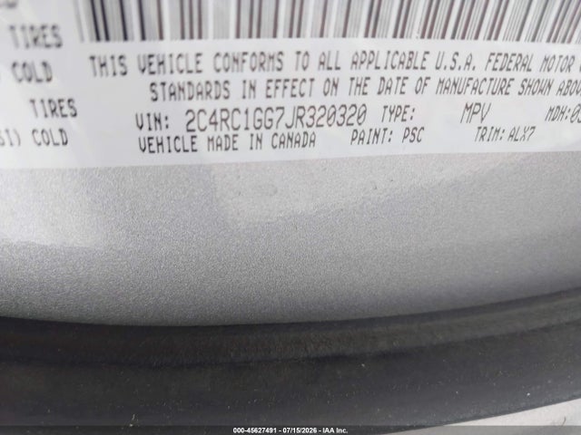 45627491 :رقم المزاد ، 2C4RC1GG7JR320320 vin ، 2018 Chrysler Pacifica Limited مزاد بيع