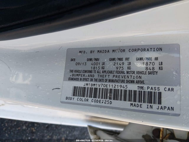 Продажа на аукционе авто 2014 Mazda Mazda3 I Touring, vin: JM1BM1V70E1121945, номер лота: 45627539