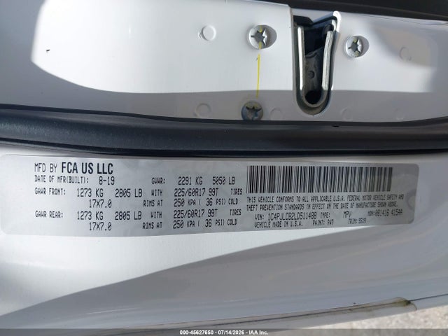 45627650 :رقم المزاد ، 1C4PJLCB2LD511488 vin ، 2020 Jeep Cherokee Latitude Fwd مزاد بيع
