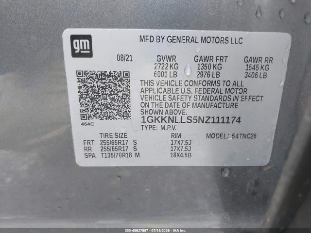 2022 Gmc Acadia Awd At4 მანქანა იყიდება აუქციონზე, vin: 1GKKNLLS5NZ111174, აუქციონის ნომერი: 45627657