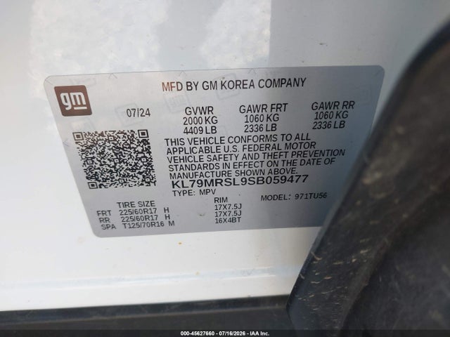 Продажа на аукционе авто 2025 Chevrolet Trailblazer Awd Lt, vin: KL79MRSL9SB059477, номер лота: 45627660