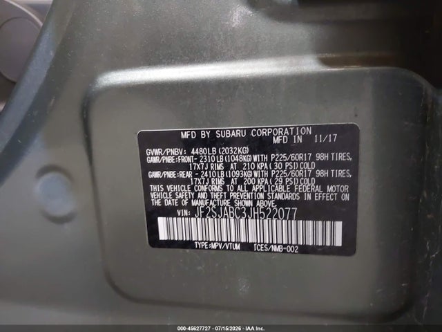 JF2SJABC3JH522077 Subaru Forester 2.5i