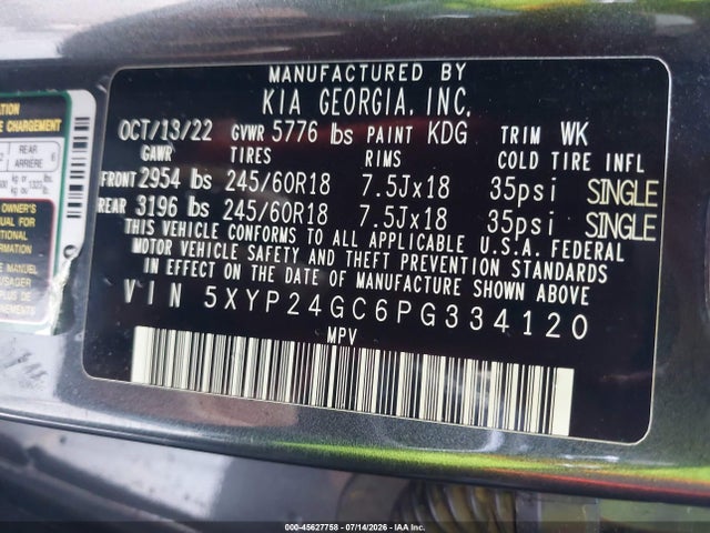 2023 Kia Telluride Lx მანქანა იყიდება აუქციონზე, vin: 5XYP24GC6PG334120, აუქციონის ნომერი: 45627758