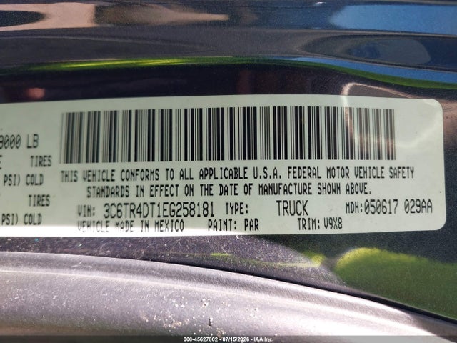 Продажа на аукционе авто 2014 Ram 2500 Slt, vin: 3C6TR4DT1EG258181, номер лота: 45627802