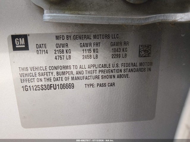 Chevrolet Impala 2lt 2015 1G1125S30FU106669 Image 9