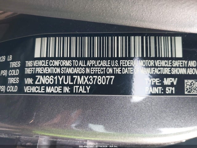 Продажа на аукционе авто 2021 Maserati Levante S Granlusso, vin: ZN661YUL7MX378077, номер лота: 45627897