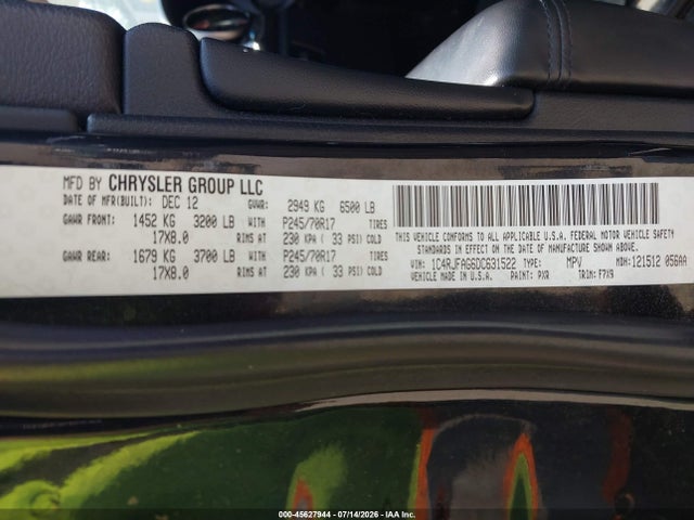 Продаж на аукціоні авто 2013 Jeep Grand Cherokee Laredo, vin: 1C4RJFAG6DC631522, номер лоту: 45627944