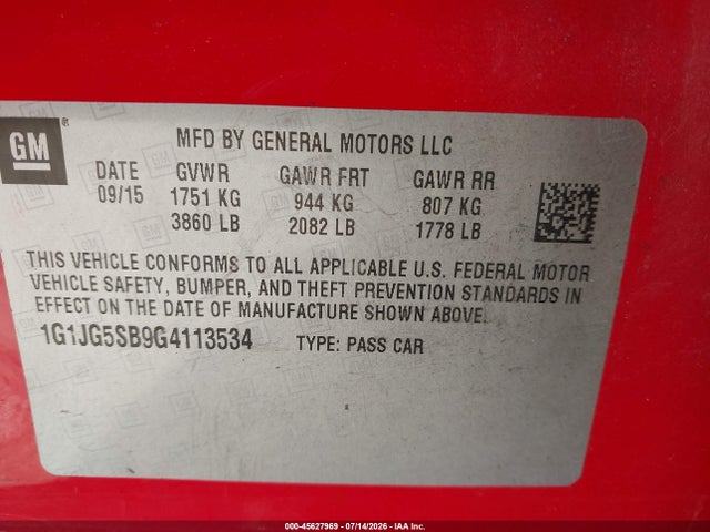 Chevrolet Sonic Rs Auto 2016 1G1JG5SB9G4113534 Image 9
