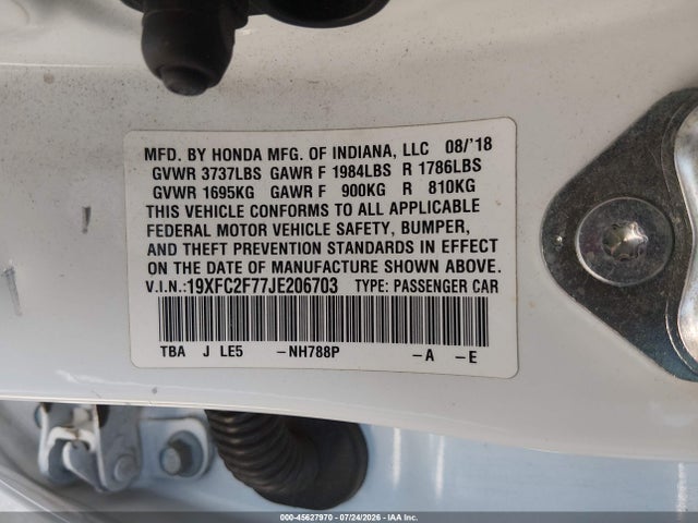 Honda CIVIC EX 2018 19XFC2F77JE206703 Image 9