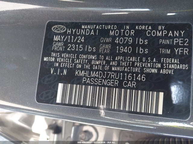 KMHLM4DJ7RU116146 Hyundai Elantra Hybrid Blue