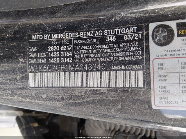 Продажа на аукционе авто 2021 Mercedes-benz S 580 4matic, vin: W1K6G7GB1MA043340, номер лота: 45628039