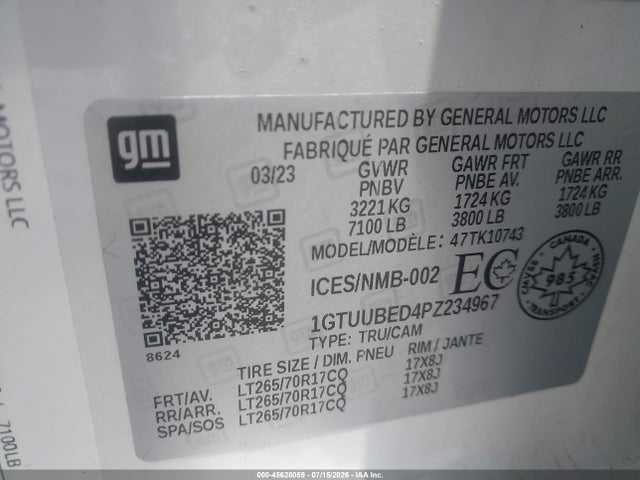 Aukcja sprzedaży 2023 Gmc Sierra 1500 Sle, vin: 1GTUUBED4PZ234967, numer aukcji: 45628059