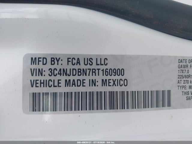 45628121 :رقم المزاد ، 3C4NJDBN7RT160900 vin ، 2024 Jeep Compass Latitude 4x4 مزاد بيع