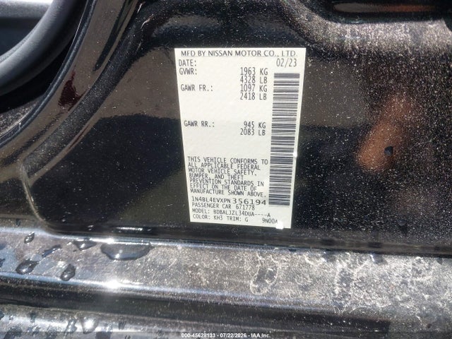 1N4BL4EVXPN356194 Nissan Altima Sl Fwd