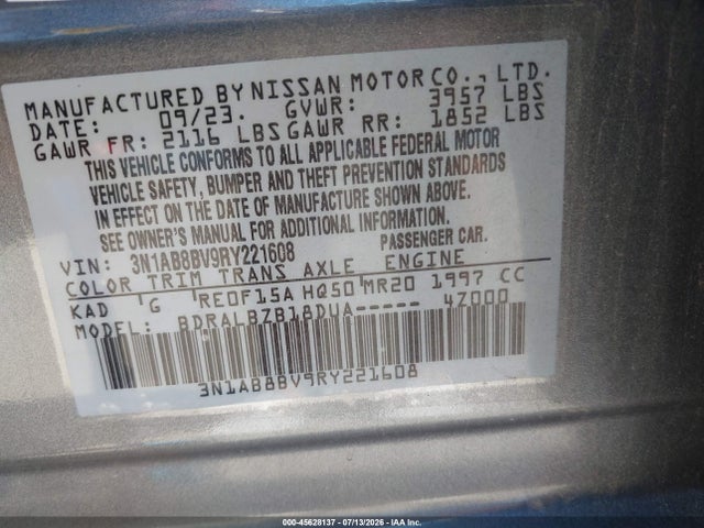 3N1AB8BV9RY221608 Nissan Sentra S Xtronic Cvt