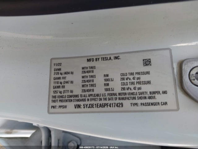 Tesla Model 3 Rear-wheel Drive 2023 5YJ3E1EA6PF417429 Image 9