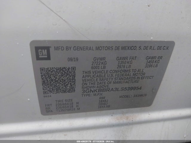 Aukcja sprzedaży 2020 Chevrolet Blazer Fwd 1lt, vin: 3GNKBBRA3LS539954, numer aukcji: 45628176