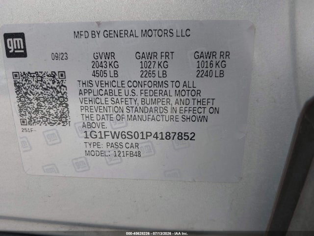 1G1FW6S01P4187852 Chevrolet Bolt Ev Fwd 1lt