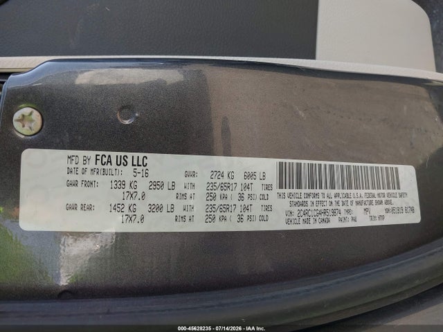 Продажа на аукционе авто 2017 Chrysler Pacifica Lx, vin: 2C4RC1CG4HR519874, номер лота: 45628235