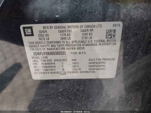 Chevrolet EQUINOX LT 2014 2GNFLFEK8E6382525 Image 9