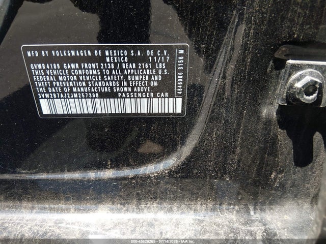 45628265 :رقم المزاد ، 3VW2B7AJ2JM257398 vin ، 2018 Volkswagen Jetta 1.4t S مزاد بيع