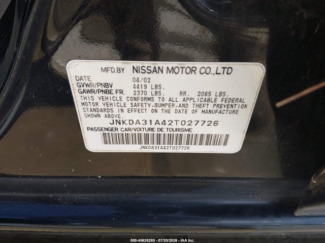 Продаж на аукціоні авто 2002 Infiniti I35 Luxury, vin: JNKDA31A42T027726, номер лоту: 45628285