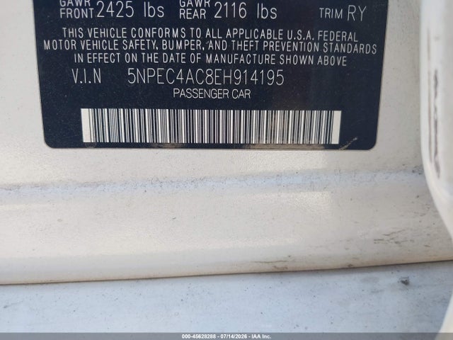 Hyundai SONATA SE 2014 5NPEC4AC8EH914195 Image 9