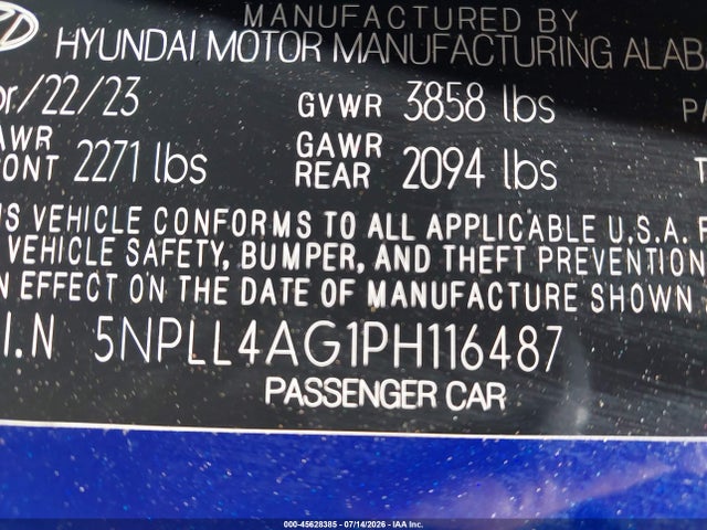 Aukcja sprzedaży 2023 Hyundai Elantra Se, vin: 5NPLL4AG1PH116487, numer aukcji: 45628385