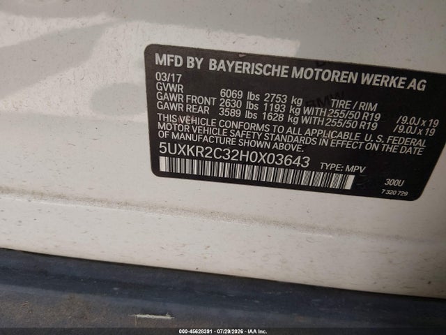 Aukcja sprzedaży 2017 Bmw X5 Sdrive35i, vin: 5UXKR2C32H0X03643, numer aukcji: 45628391