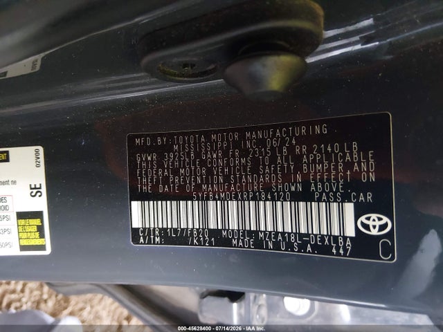 Toyota COROLLA LE 2024 5YFB4MDEXRP184120 Image 9