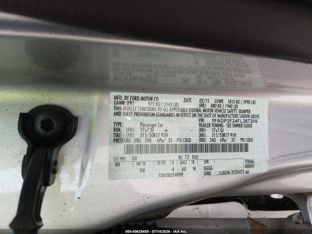 Ford FOCUS SE 2015 1FADP3F24FL267209 Image 9