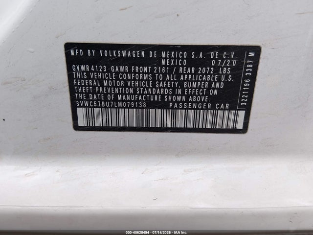 3VWC57BU7LM079138 Volkswagen Jetta 1.4t R-line/1.4t S/1.4t Se