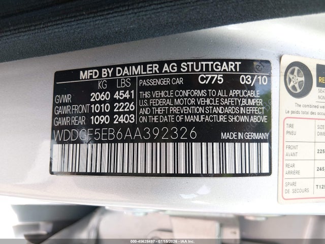 Продажа на аукционе авто 2010 Mercedes-benz C 300 Luxury/sport, vin: WDDGF5EB6AA392326, номер лота: 45628497
