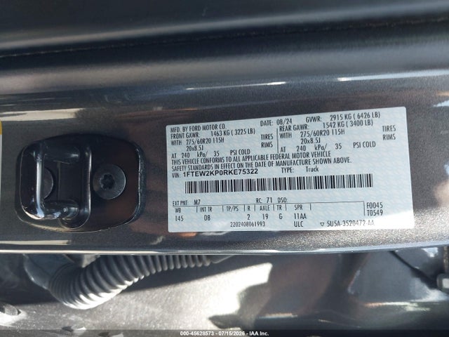 2024 Ford F-150 Stx მანქანა იყიდება აუქციონზე, vin: 1FTEW2KP0RKE75322, აუქციონის ნომერი: 45628573