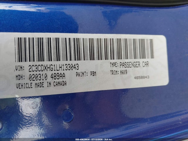 Aukcja sprzedaży 2020 Dodge Charger Gt Rwd, vin: 2C3CDXHG1LH133043, numer aukcji: 45628638