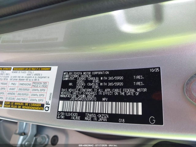 Продаж на аукціоні авто 2025 Toyota 4runner Trd Sport Premium, vin: JTEVA5AR2S5009510, номер лоту: 45628642