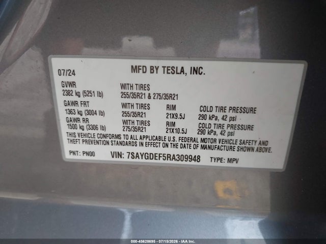 7SAYGDEF5RA309948 Tesla Model Y Performance Dual Motor All-wheel Drive