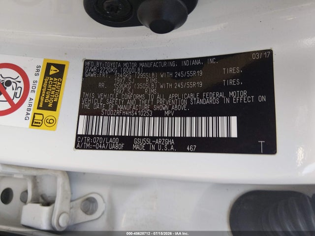 5TDDZRFH4HS410253 Toyota Highlander Limited