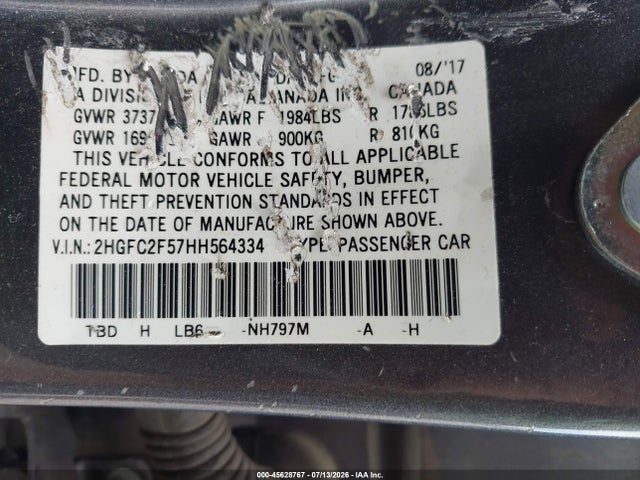 2HGFC2F57HH564334 Honda Civic Lx