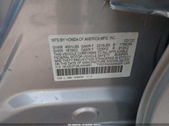Продаж на аукціоні авто 2020 Acura Ilx Standard, vin: 19UDE2F34LA004861, номер лоту: 45628769