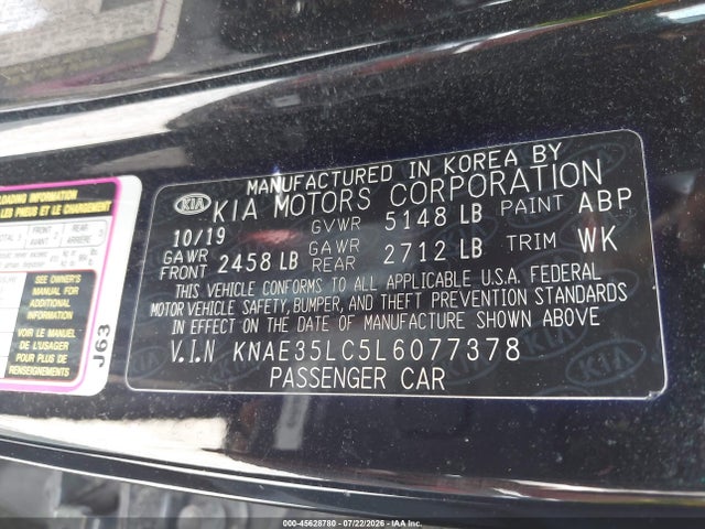 Aukcja sprzedaży 2020 Kia Stinger Gt, vin: KNAE35LC5L6077378, numer aukcji: 45628780