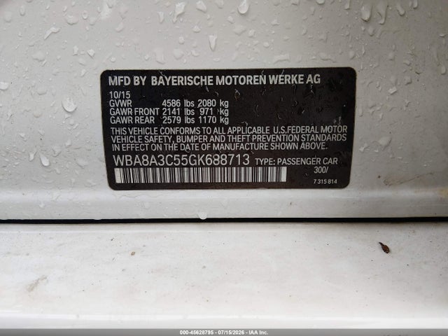 Продаж на аукціоні авто 2016 Bmw 320i Xdrive, vin: WBA8A3C55GK688713, номер лоту: 45628795