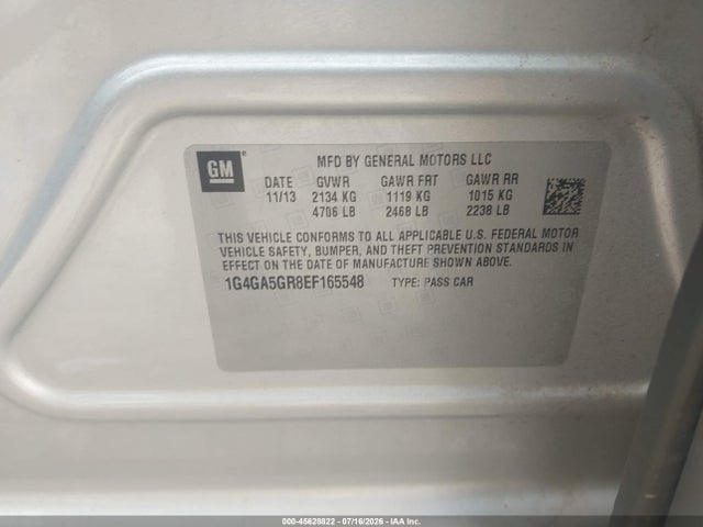Продаж на аукціоні авто 2014 Buick Lacrosse, vin: 1G4GA5GR8EF165548, номер лоту: 45628822